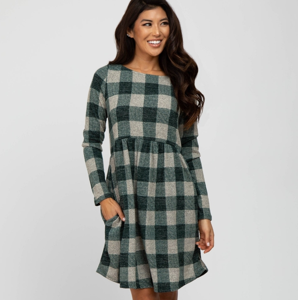 Hello MIZ Plaid Maternity Dress Sz S